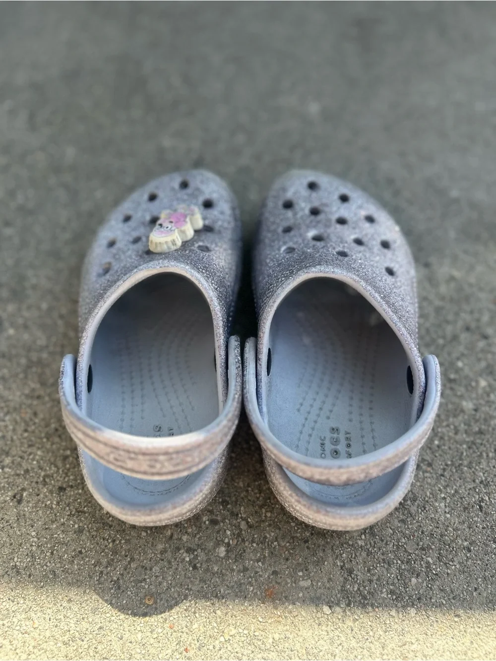 CROCS Kids Glitter Slip-On Clogs - Light Purple/Silver size 10C